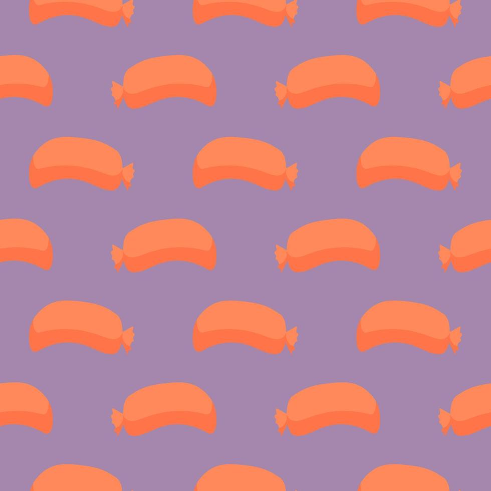 Fried sausage,seamless pattern on purple background. vector