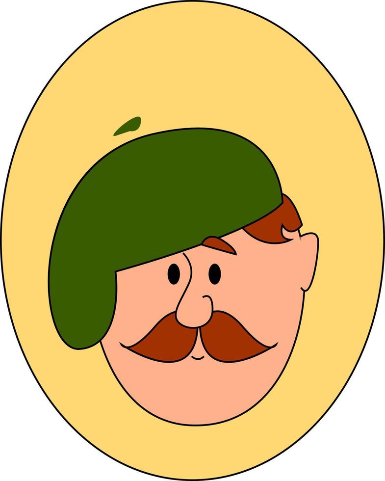 Painter with green hat, illustration, vector on white background.