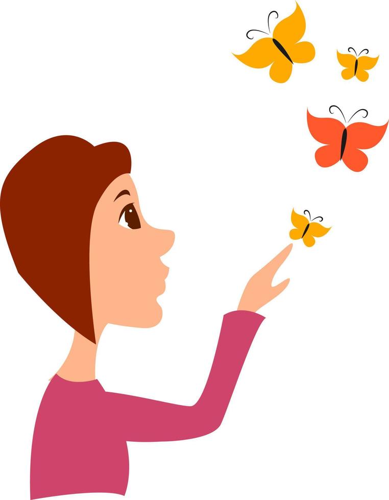 Butterflies, illustration, vector on white background.