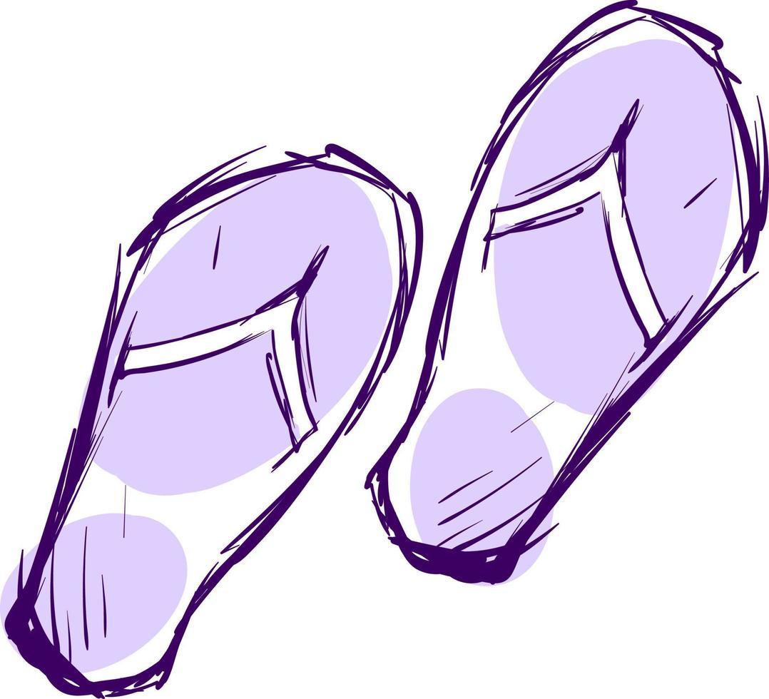 Slippers drawing, illustration, vector on white background.