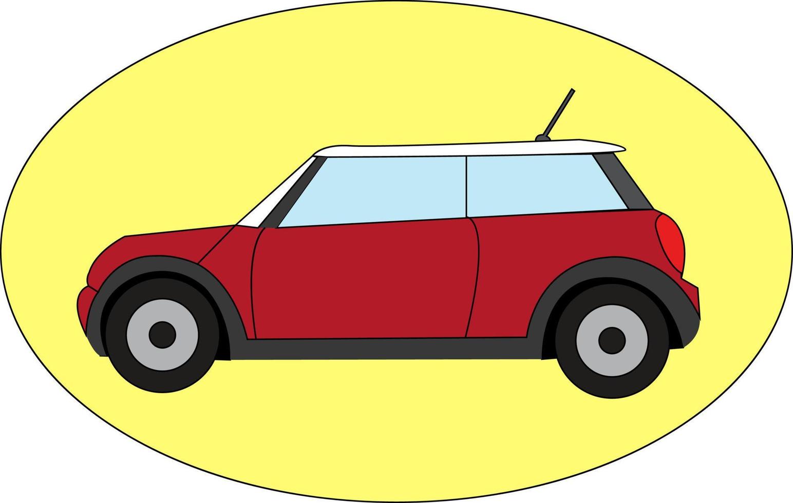 Mini Cooper rojo, ilustración, vector sobre fondo blanco.