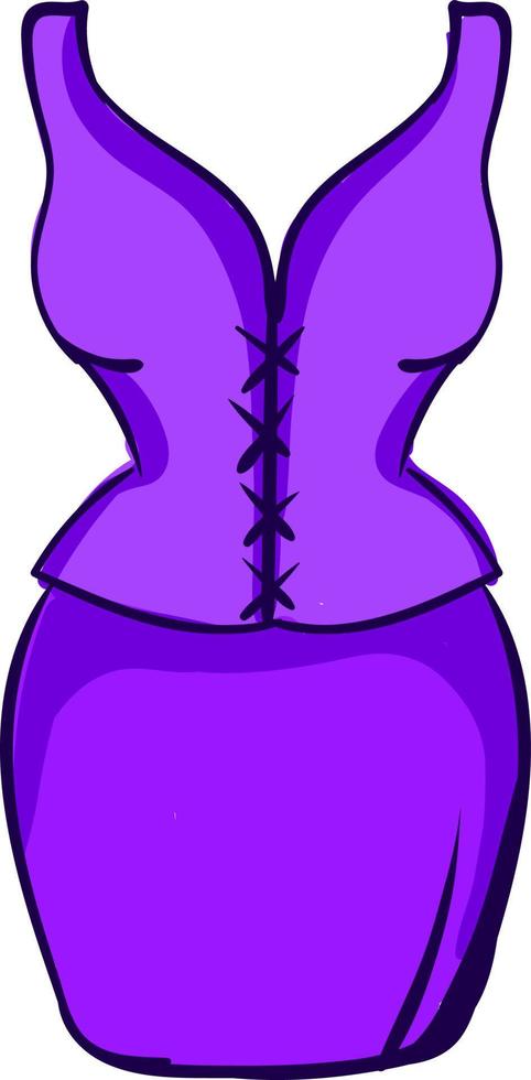 Vestido estrecho morado, ilustración, vector sobre fondo blanco.