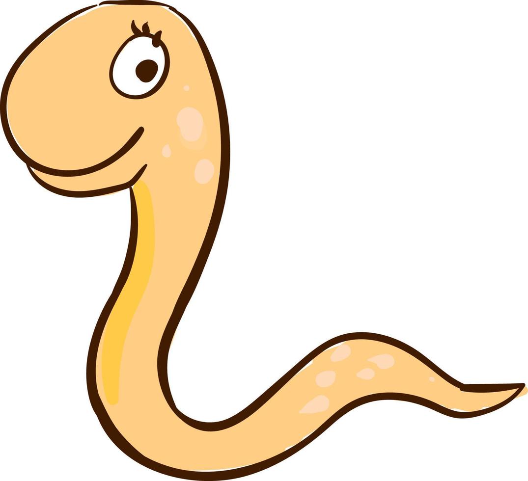Cute happy worm, illustration, vector on white background.