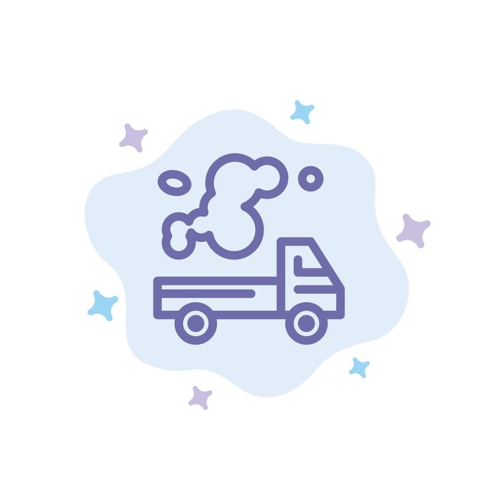 Automobile Truck Emission Gas Pollution Blue Icon on Abstract Cloud Background vector