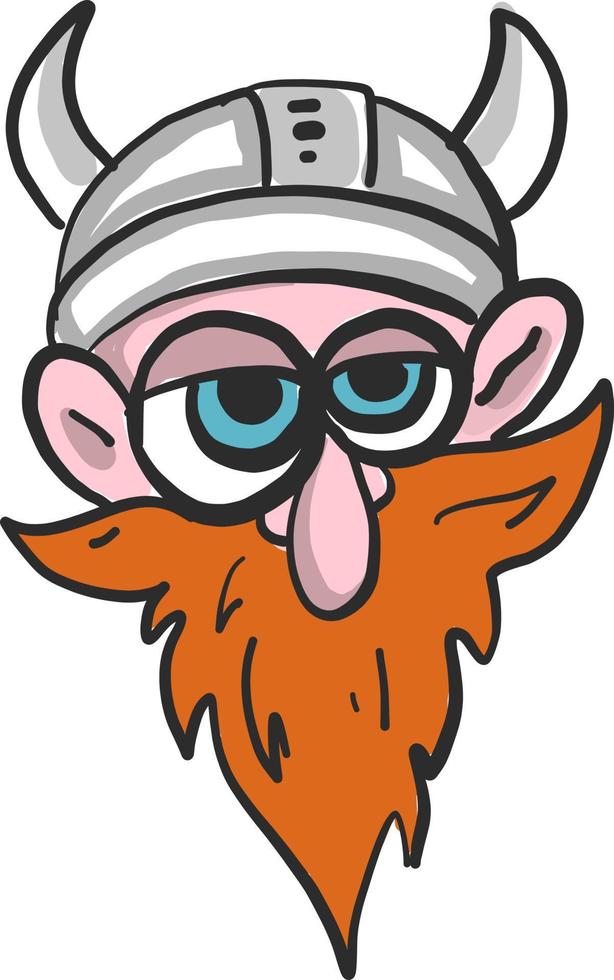 Drunk Viking, illustration, vector on white background