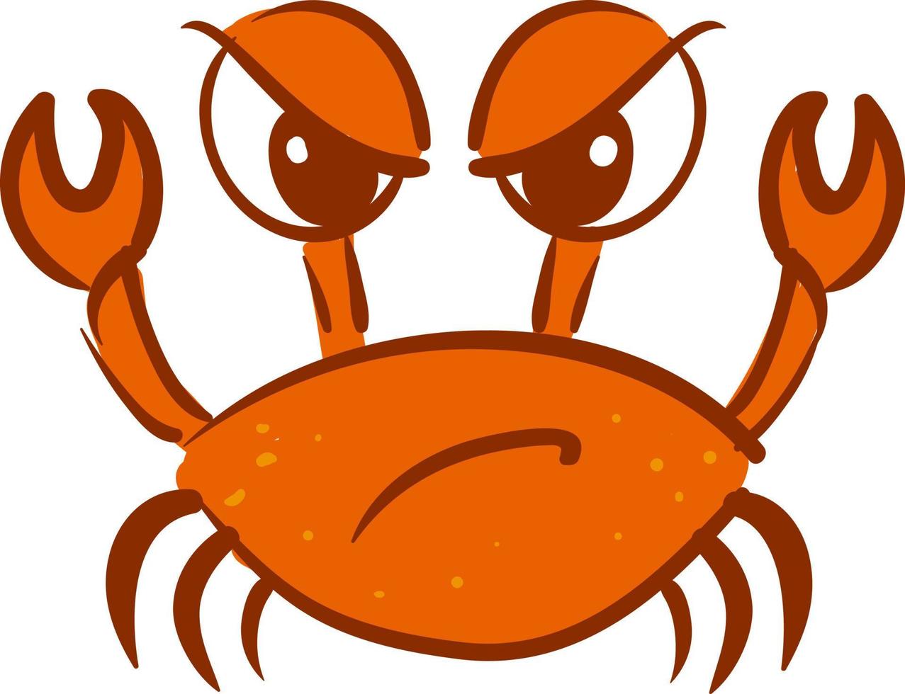 Angry crab, illustration, vector on white background.