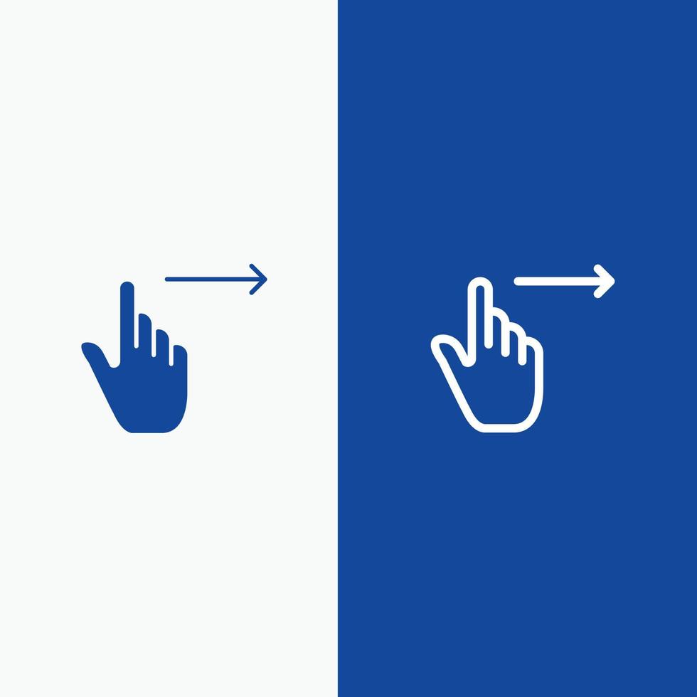 Finger Gestures Right Slide Swipe Line and Glyph Solid icon Blue banner Line and Glyph Solid icon Bl vector