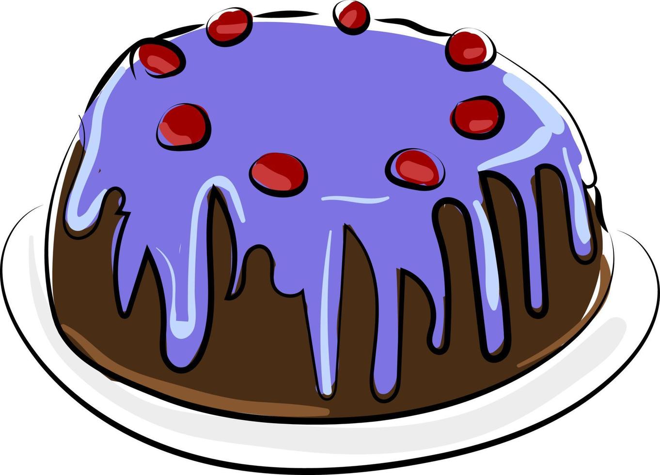 Cherry cake, illustration, vector on white background.