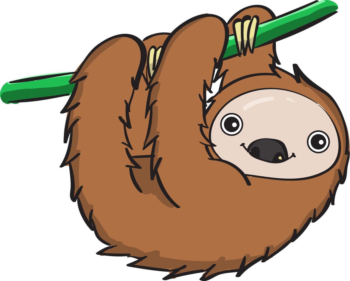 Sleeping sloth, illustration, vector on white background.