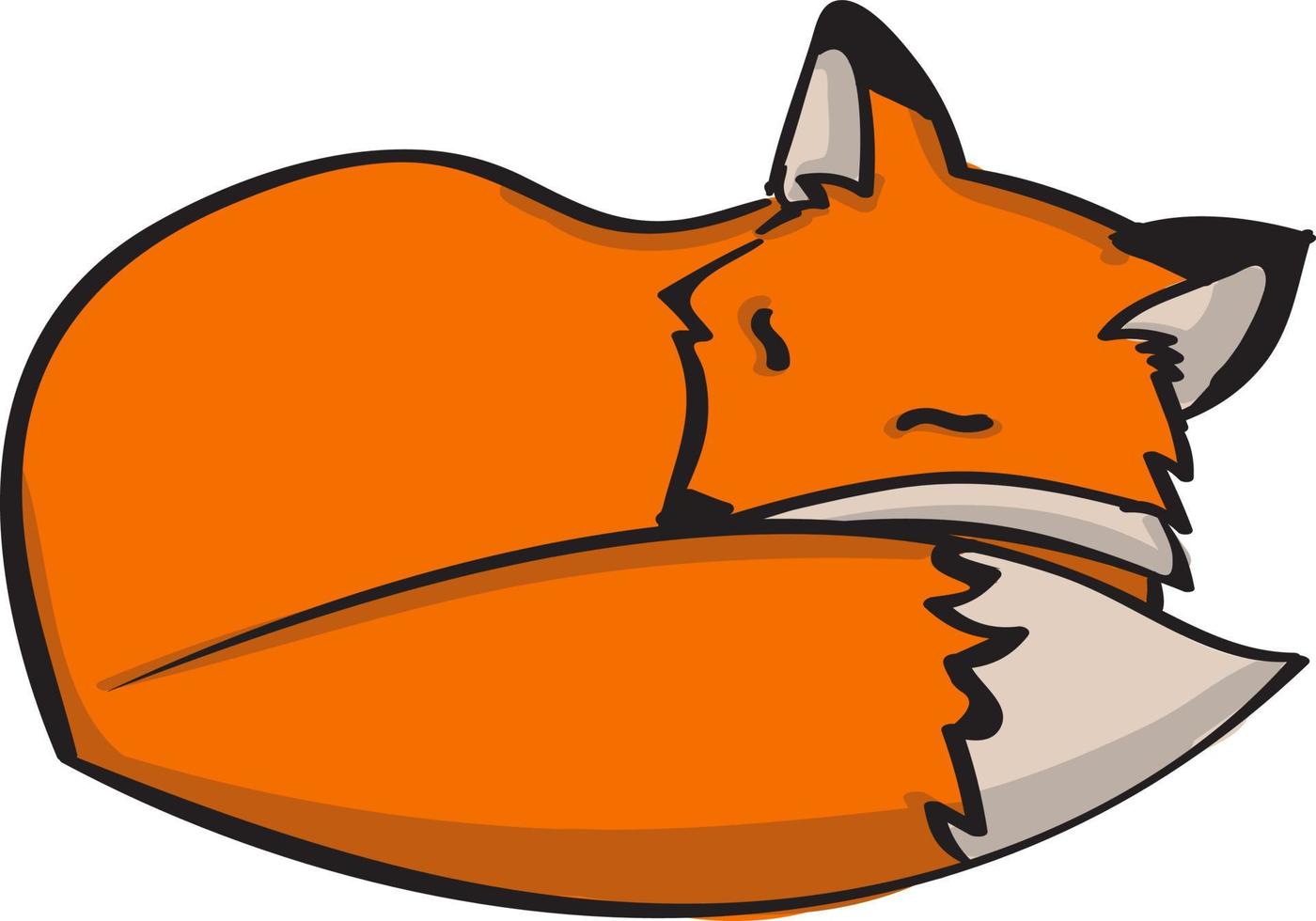 Sleepy fox, illustration, vector on white background.