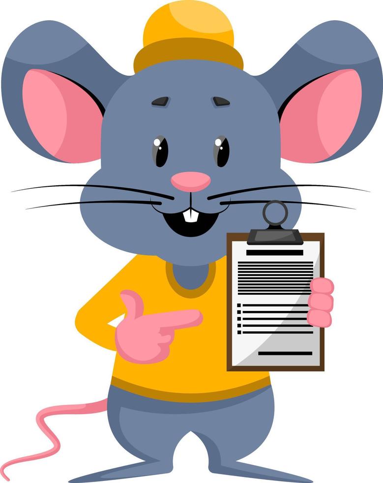 Mouse with schedule, illustration, vector on white background.