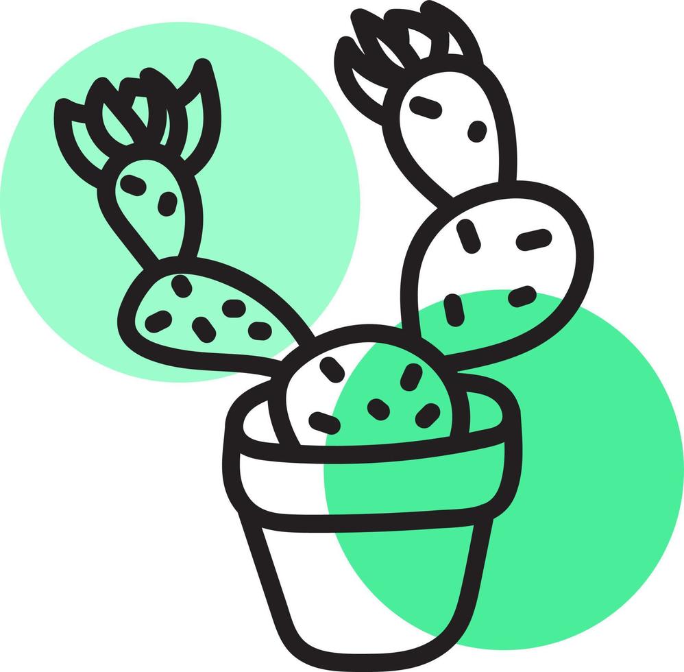 Potted cactus, illustration, vector on white background.