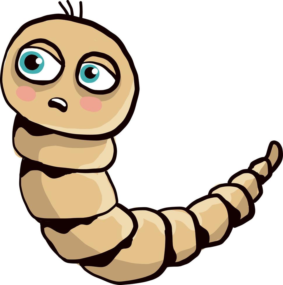 Scared worm, illustration, vector on white background