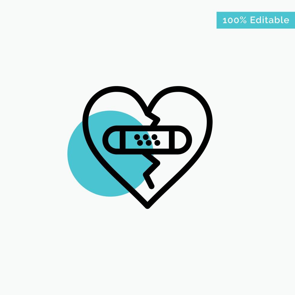 Broken Emotions Forgiveness Heart Love turquoise highlight circle point Vector icon