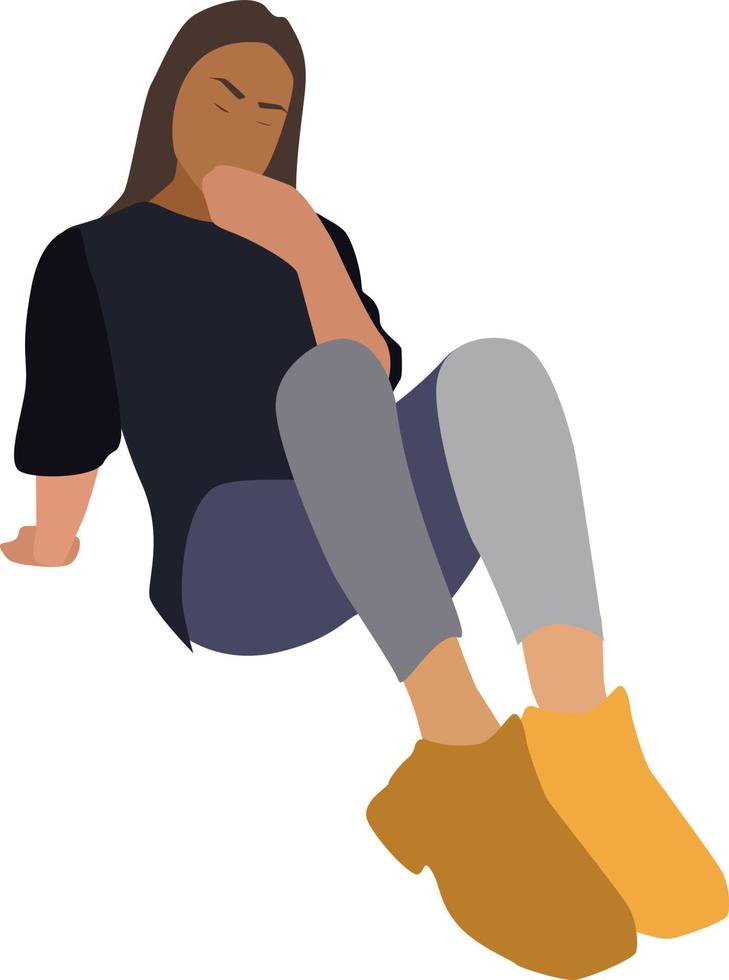 Girl with yellow shoes, illustration, vector on white background.