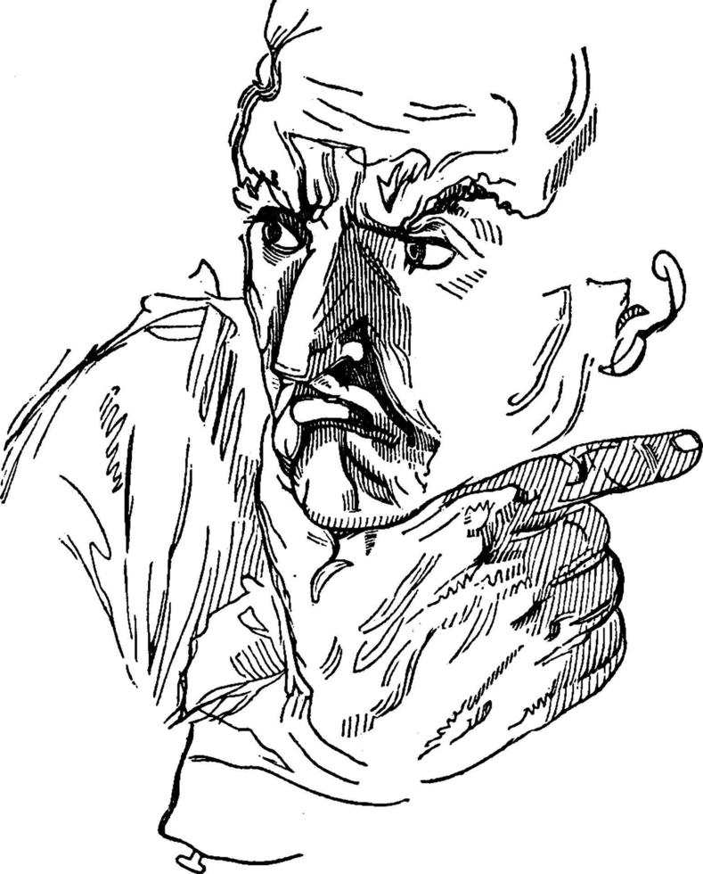 Drawing Of Man, vintage illustration. vector
