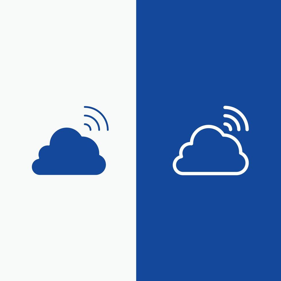 Cloud Rainbow Sky Spring Weather Line and Glyph Solid icon Blue banner Line and Glyph Solid icon Blu vector