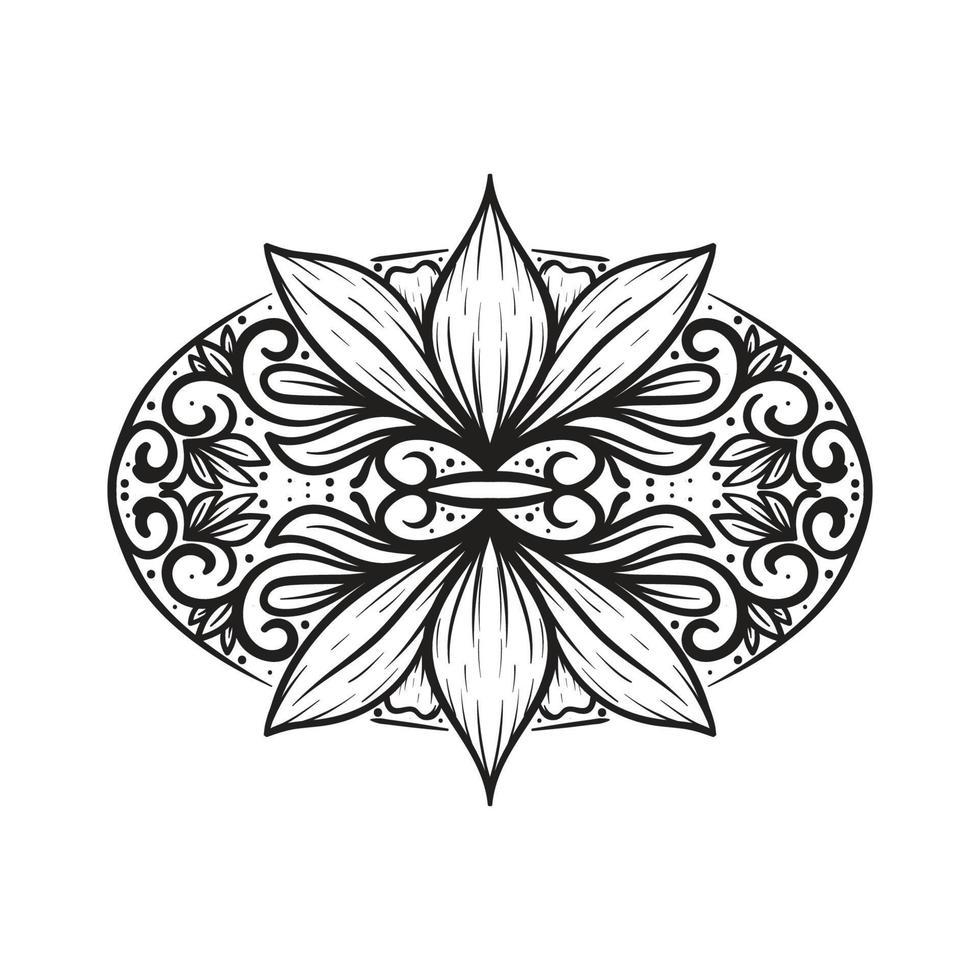Patrón de flor de loto mehndi para dibujo y tatuaje de henna. decoración en estilo étnico oriental, indio. vector