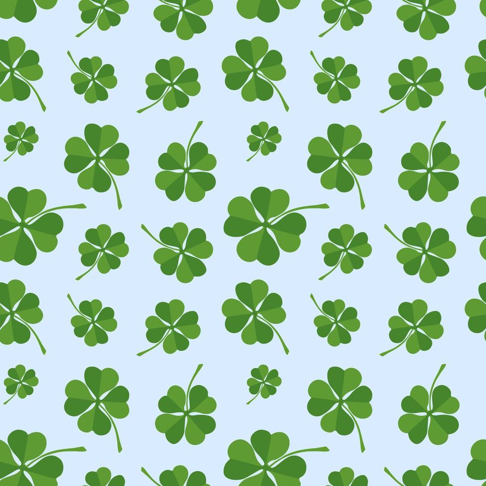 fondo verde con tréboles de cuatro hojas, st. fondo del día de patrick vector