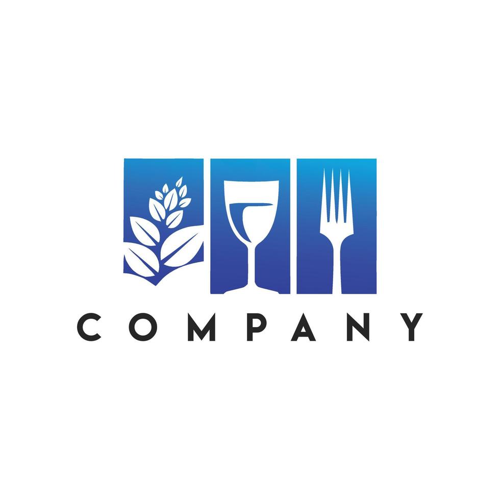Chic Gourmet Logo, Vegan logo with green leaves for organic Vegetarian logo vector