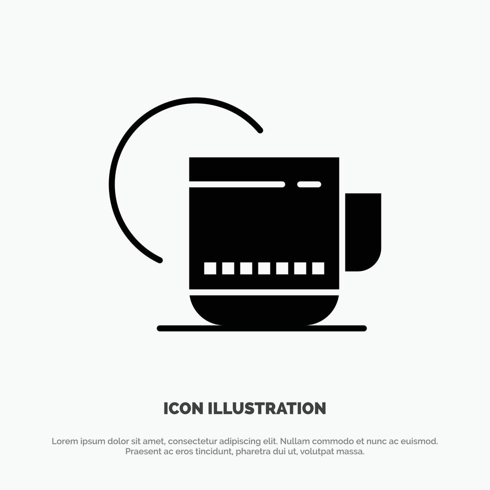 Tea Hot Hotel Service Solid Black Glyph Icon vector