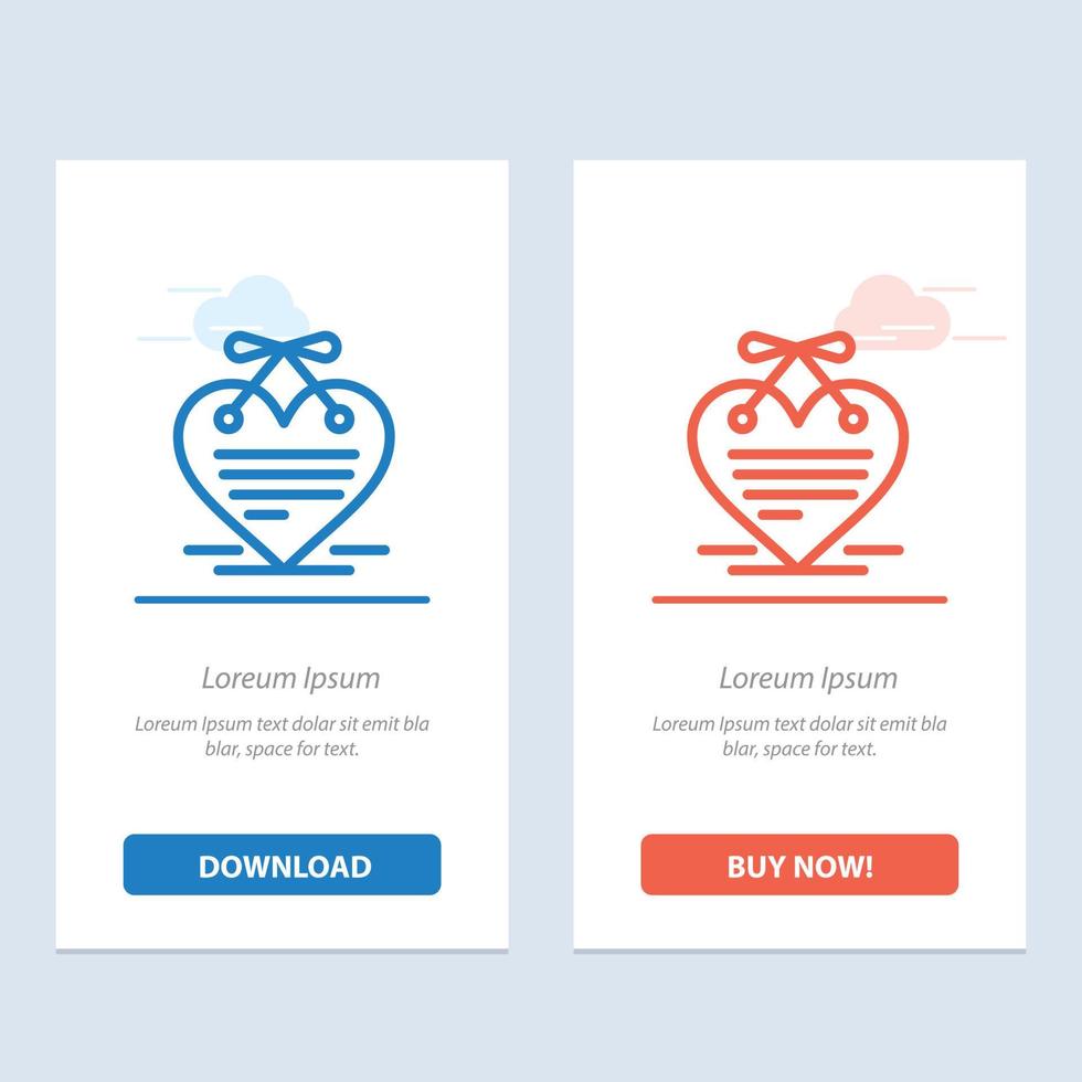 Heart Hanging Heart Calendar Love Letter  Blue and Red Download and Buy Now web Widget Card Template vector