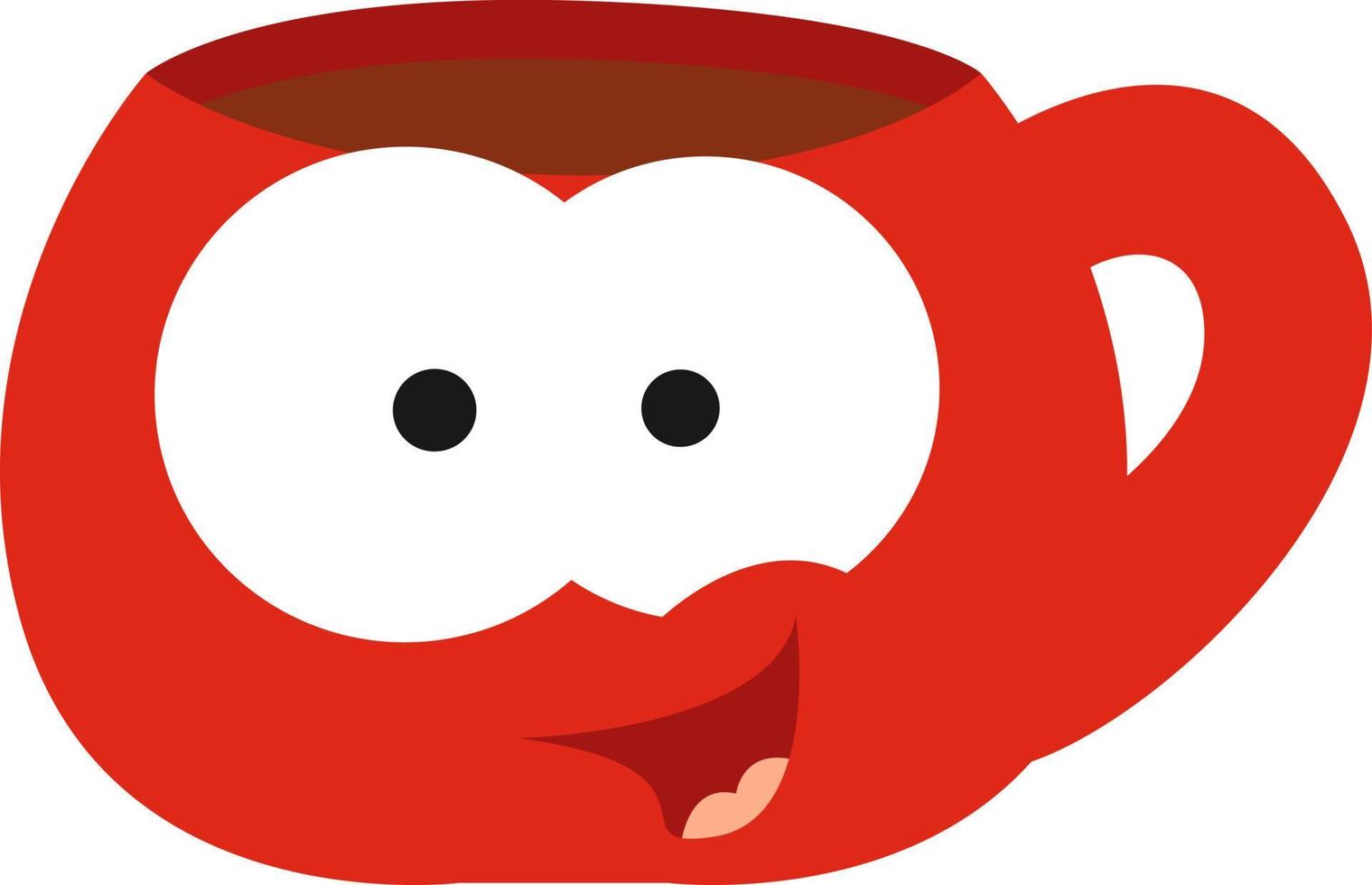 pequeña taza roja, ilustración, vector sobre fondo blanco.