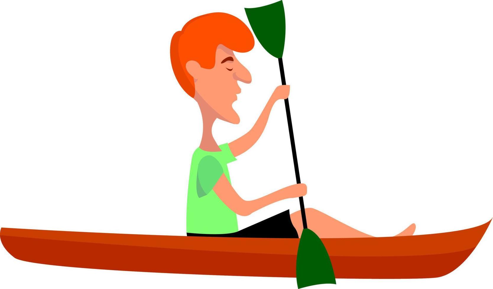 Red canoe, illustration, vector on white background.