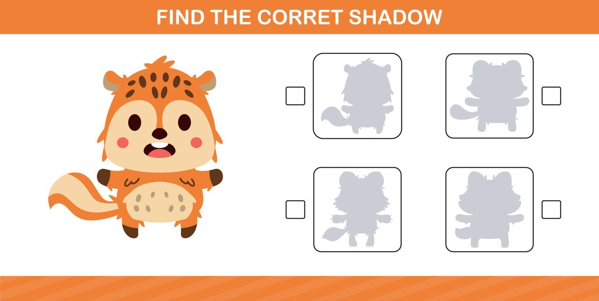 finding the correct shadow of cute animal,education game for kids age 5 and 10 Year Old vector