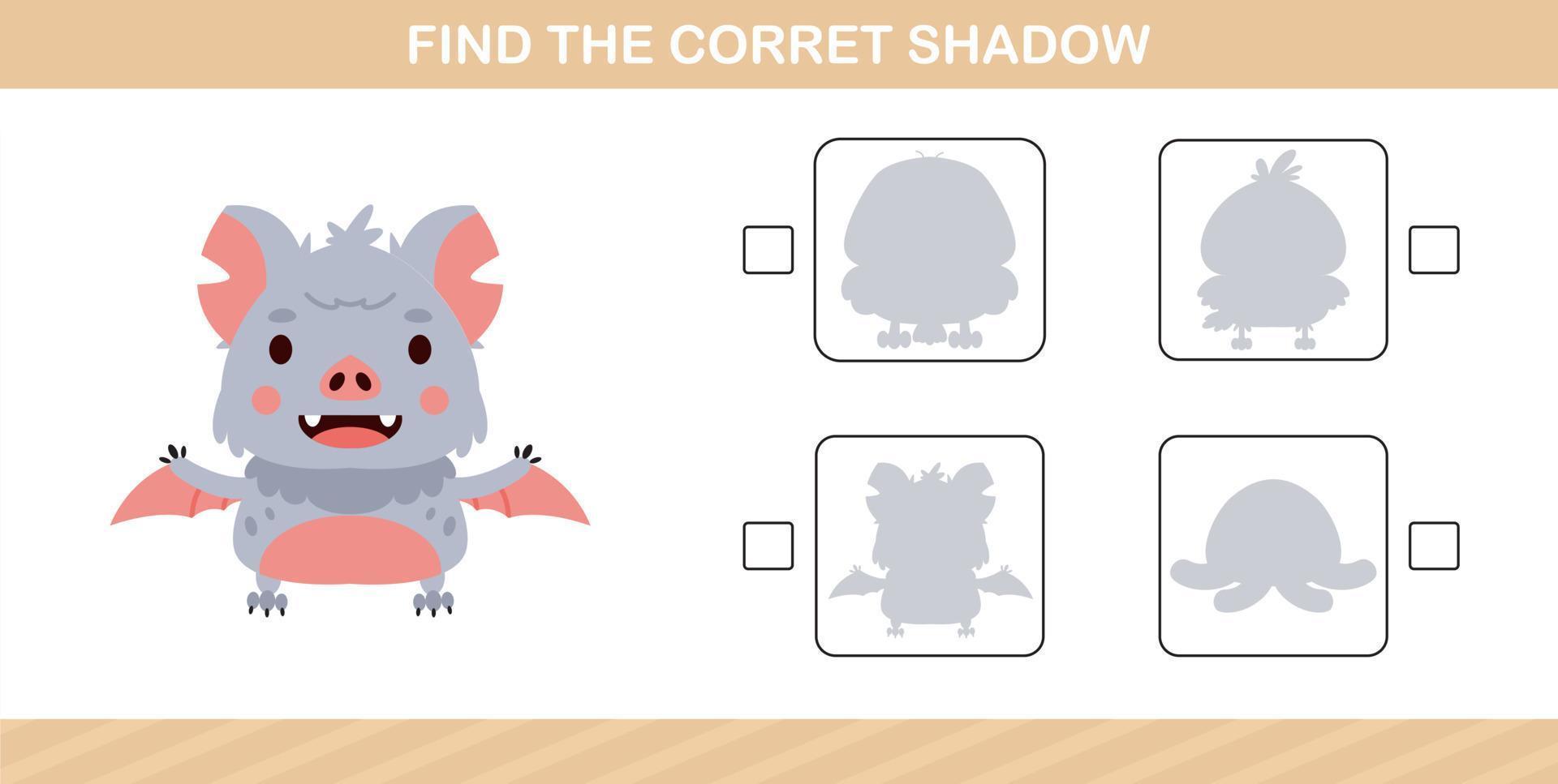 finding the correct shadow of cute animal,education game for kids age 5 and 10 Year Old vector