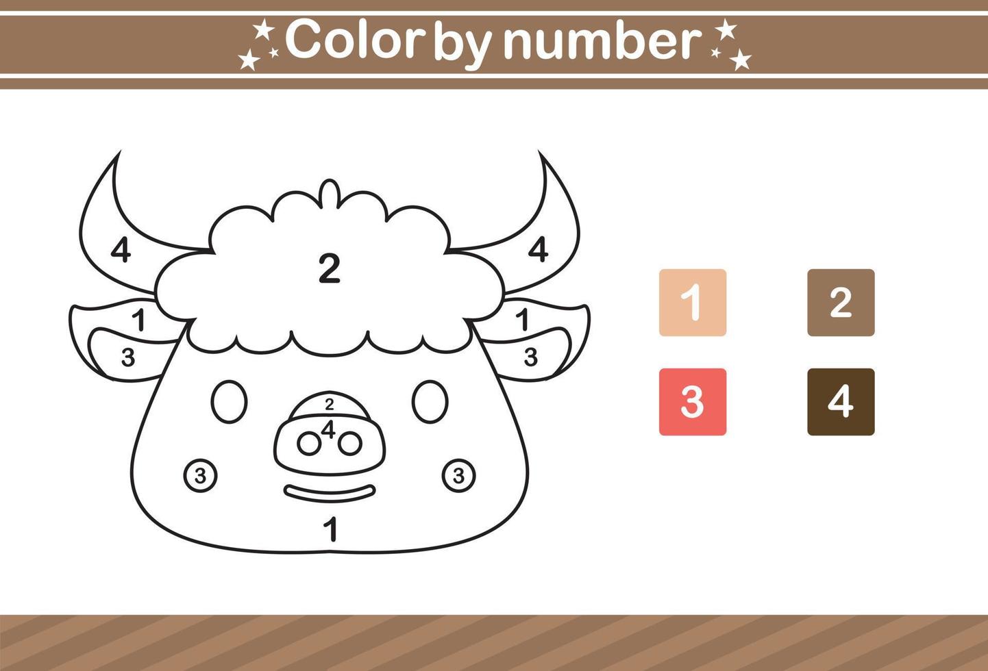 color by number of cute animal.Educational game suitable for kids and preschool vector