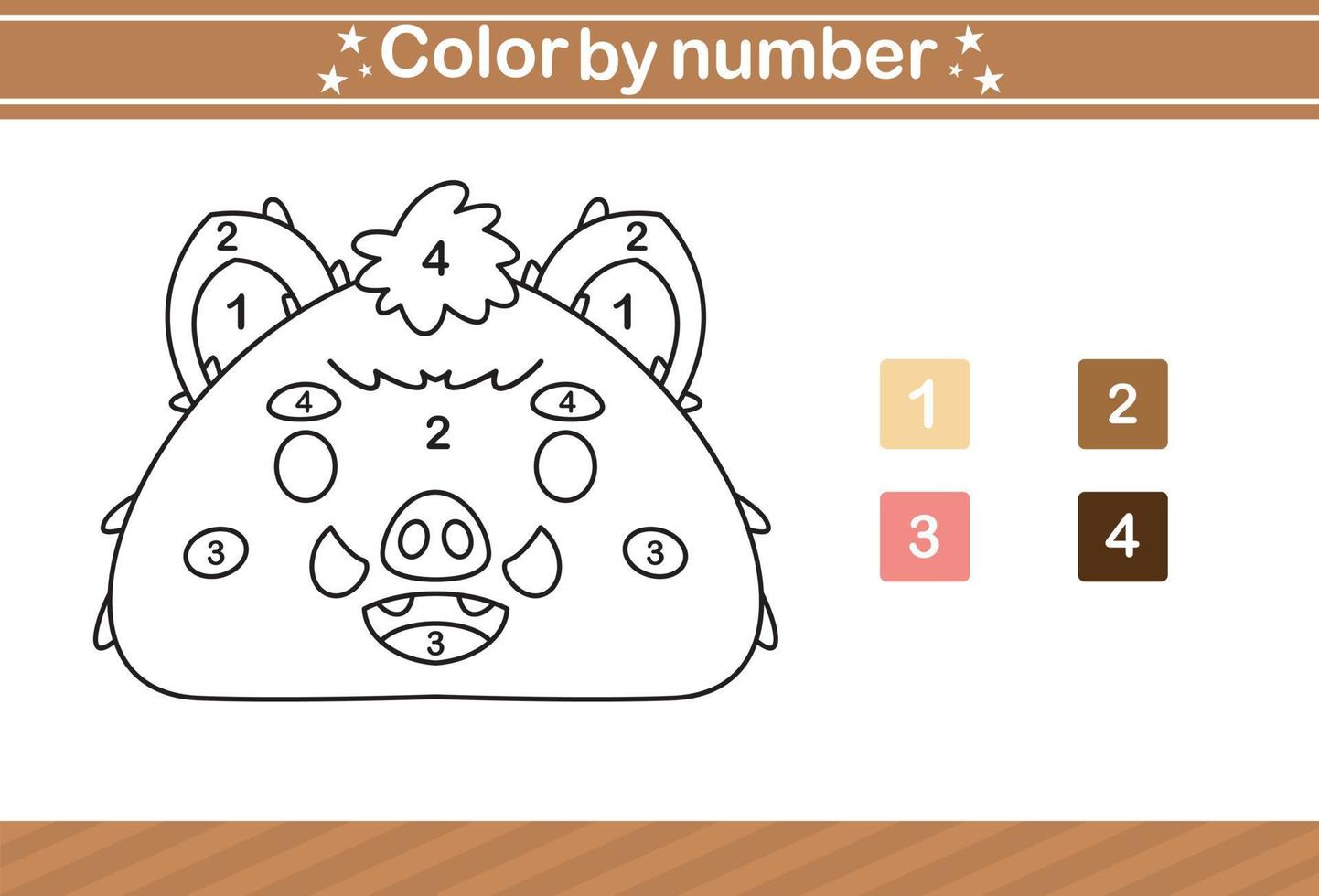 color by number of cute animal.Educational game suitable for kids and preschool vector