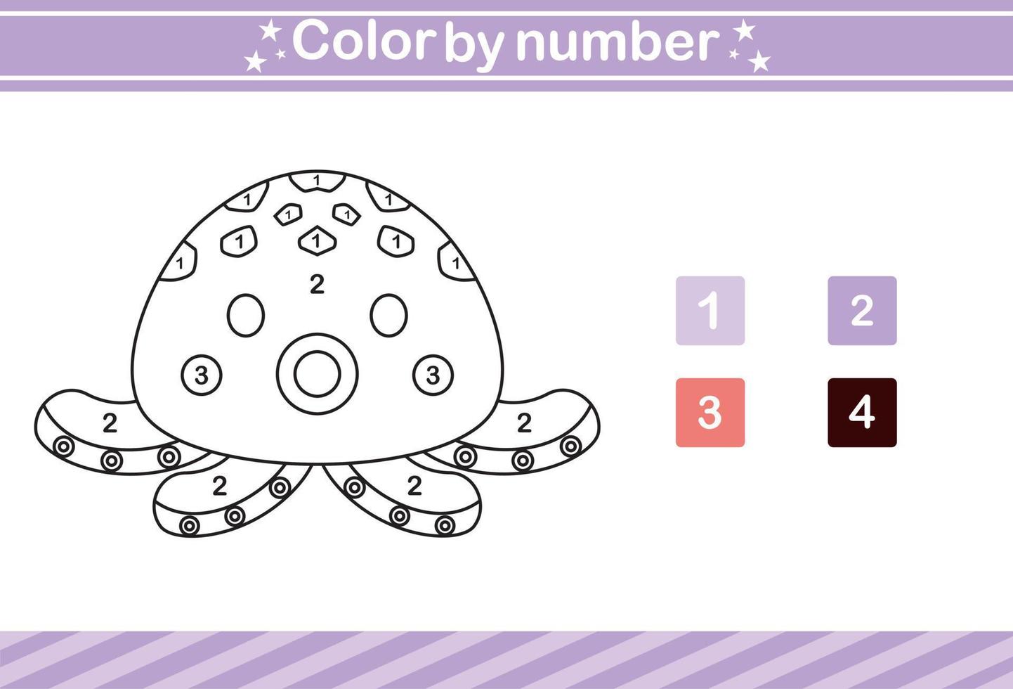 color by number of cute animal.Educational game suitable for kids and preschool vector