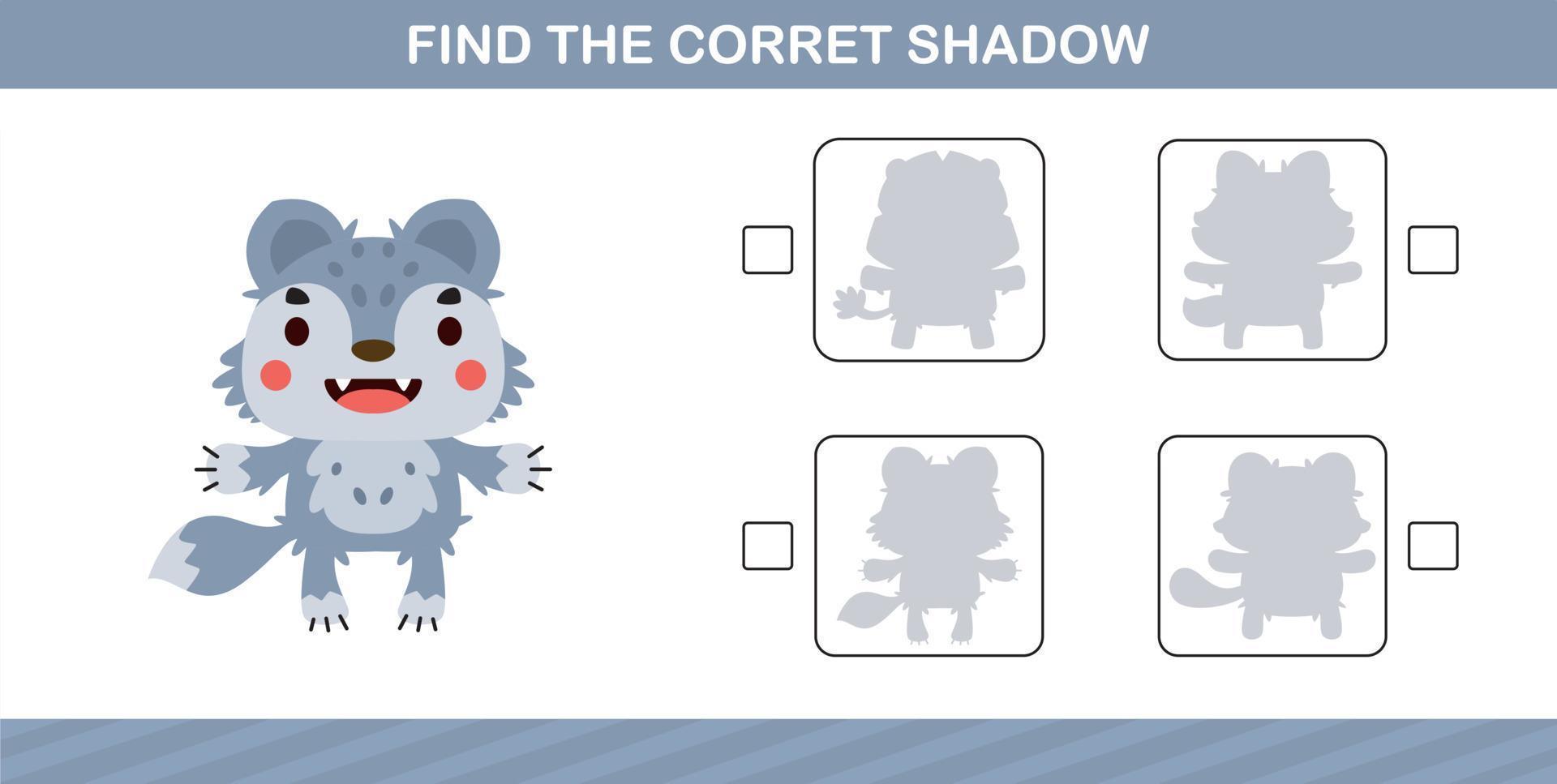 finding the correct shadow of cute animal,education game for kids age 5 and 10 Year Old vector