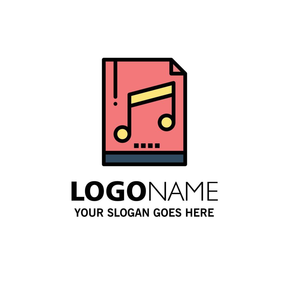 Audio Computer File Mp3 Sample Business Logo Template Flat Color vector