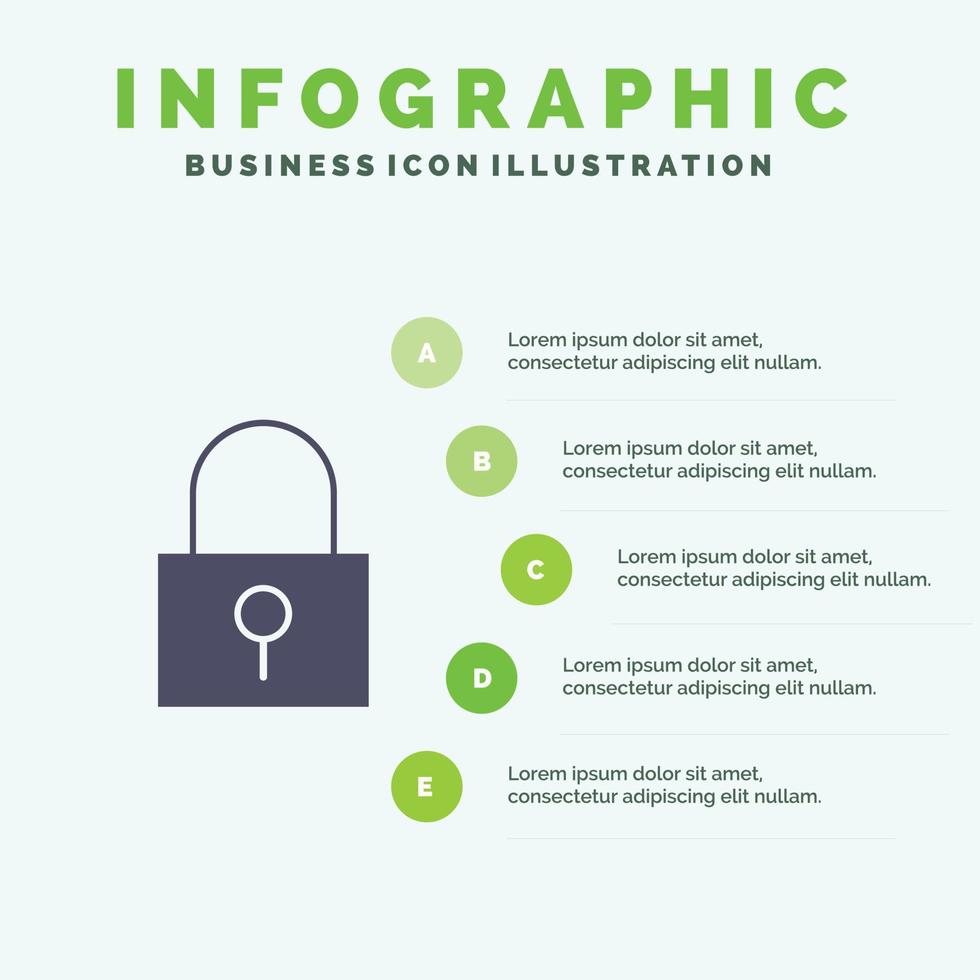 Lock Password Password Lock Secure Password Solid Icon Infographics 5 Steps Presentation Background vector