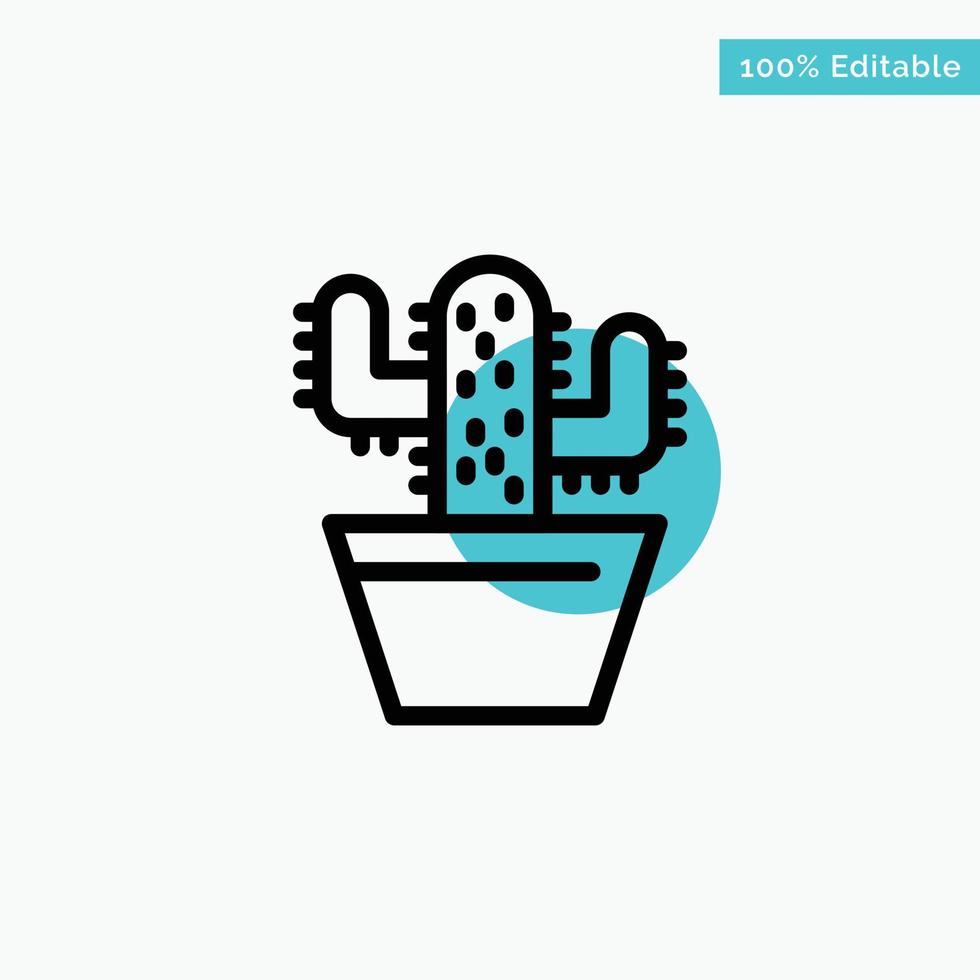 Cactus Nature Pot Spring turquoise highlight circle point Vector icon