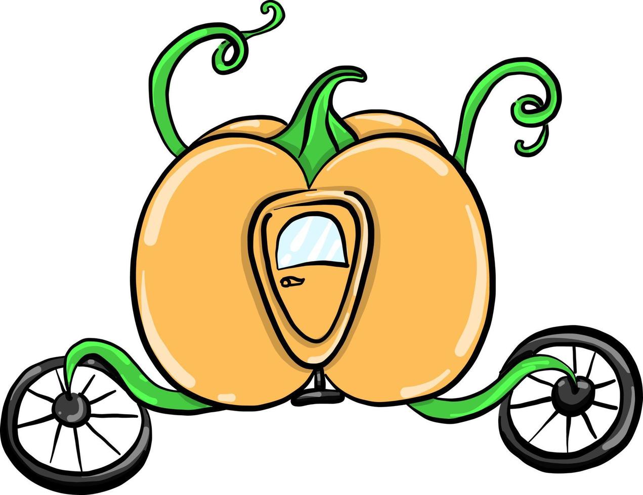 Pumpkin carriage , illustration, vector on white background