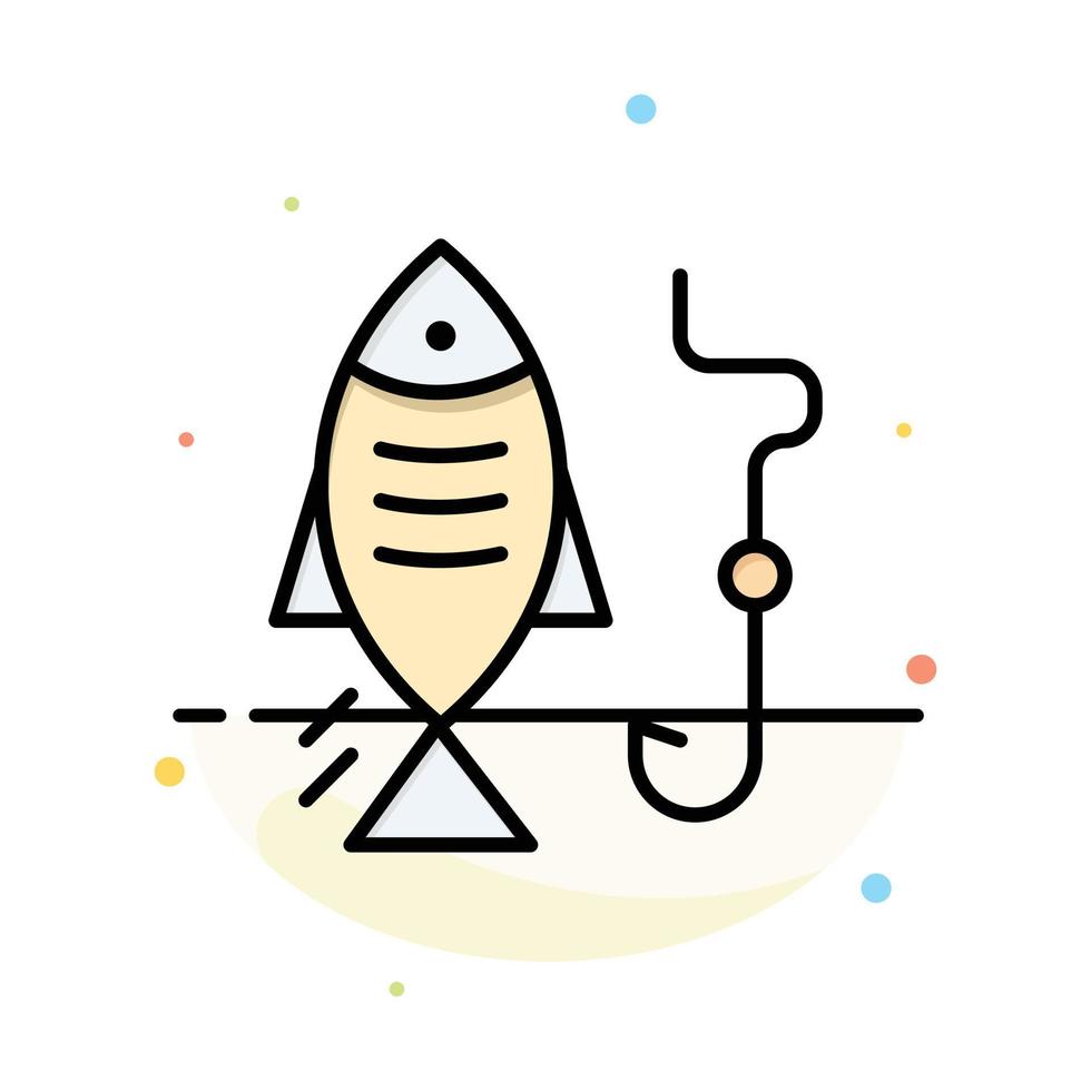 Fishing Fish Hook Hunting Abstract Flat Color Icon Template vector