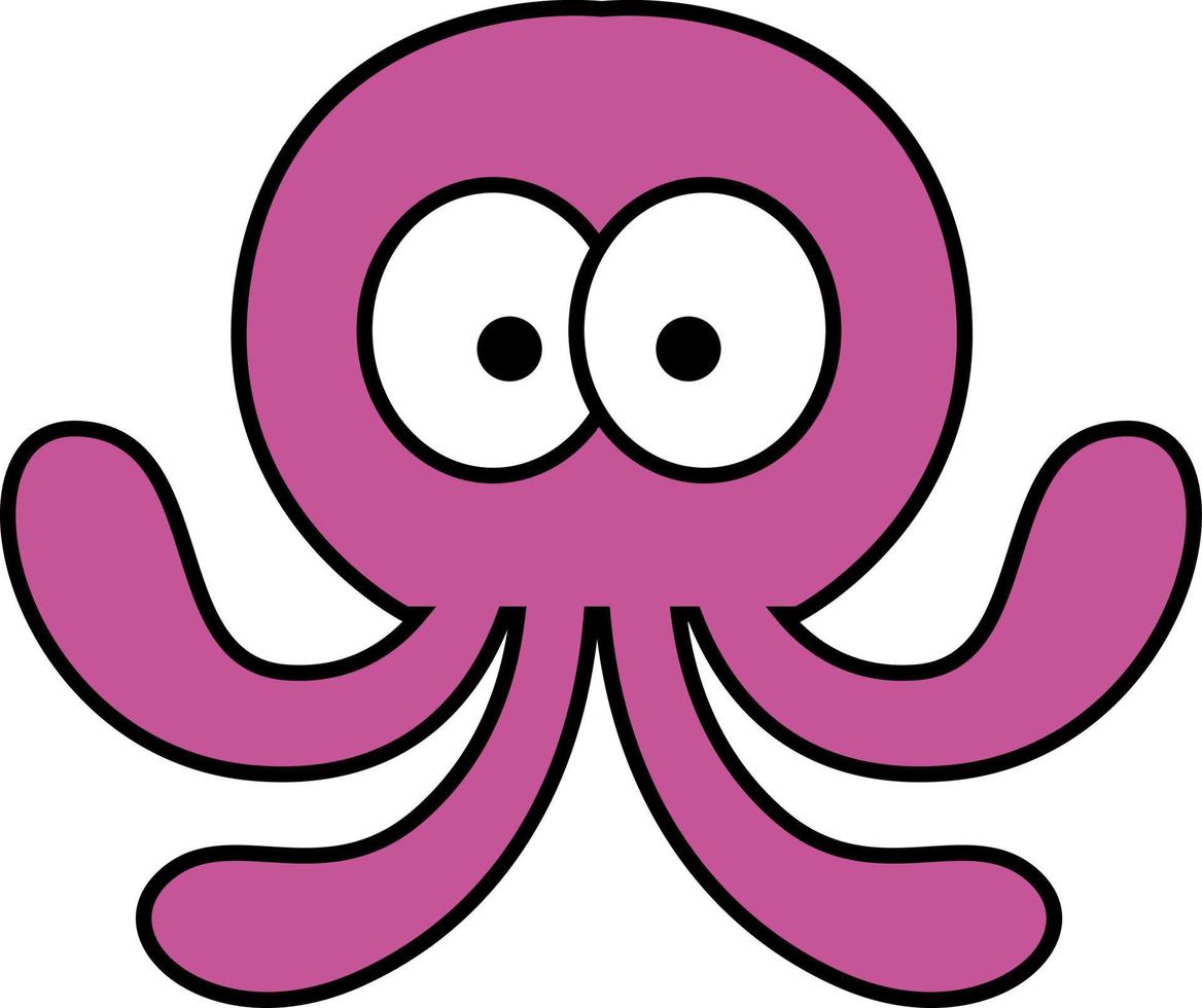 Pink octopus, illustration, on a white background. vector