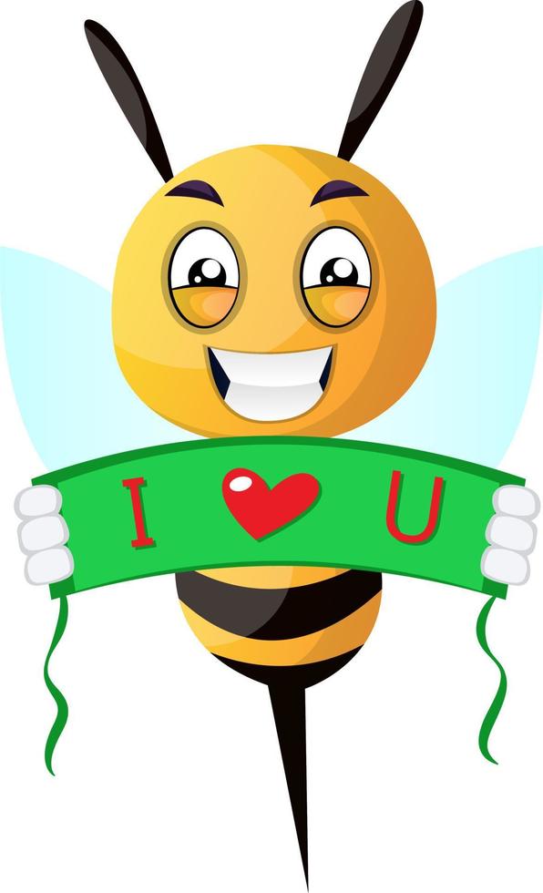 abeja compartiendo amor, ilustración, vector sobre fondo blanco.