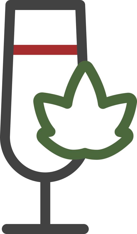 Wine glass with leaf, illustration, vector on a white background.