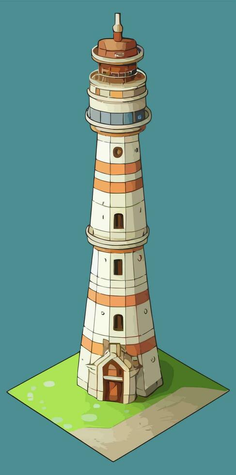 torre de la casa de la luz del gráfico del vector de la ilustración aislada