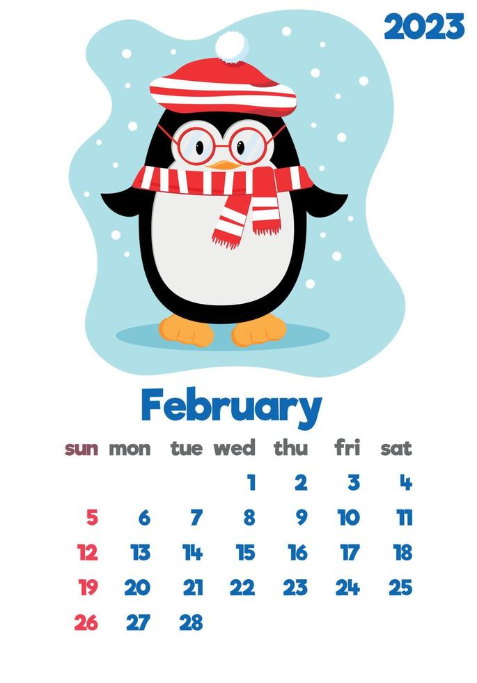The children's calendar for 2023 with cute hieroglyphs on all pages is set with adorable animals vector