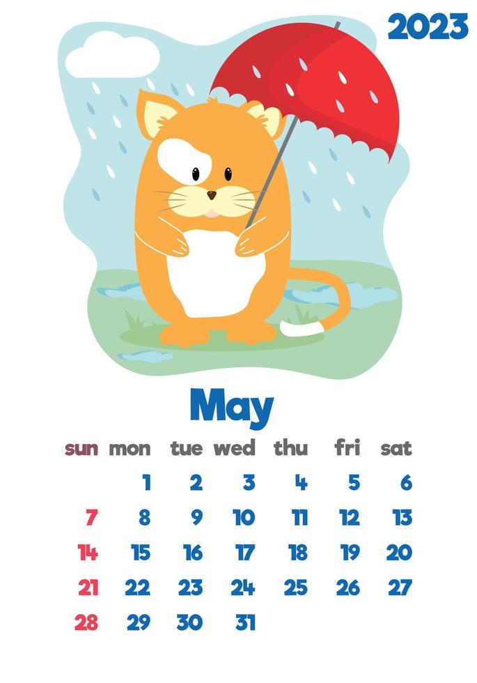 The children's calendar for 2023 with cute hieroglyphs on all pages is set with adorable animals vector