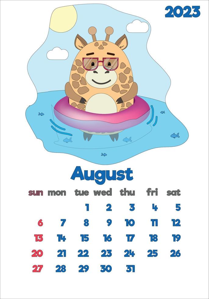 The children's calendar for 2023 with cute hieroglyphs on all pages is set with adorable animals vector