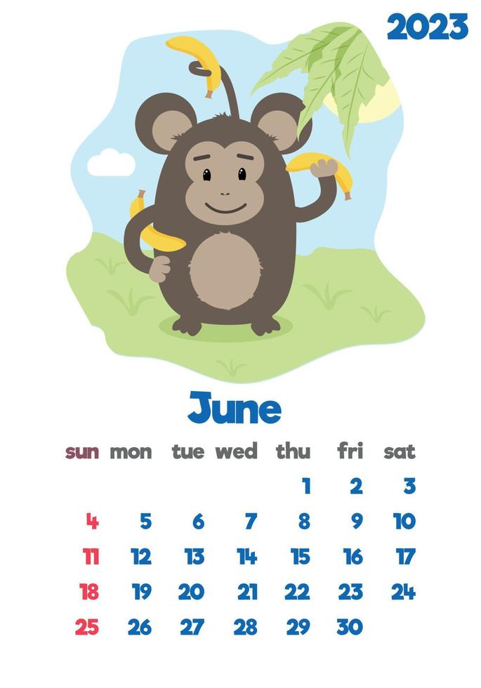 The children's calendar for 2023 with cute hieroglyphs on all pages is set with adorable animals vector