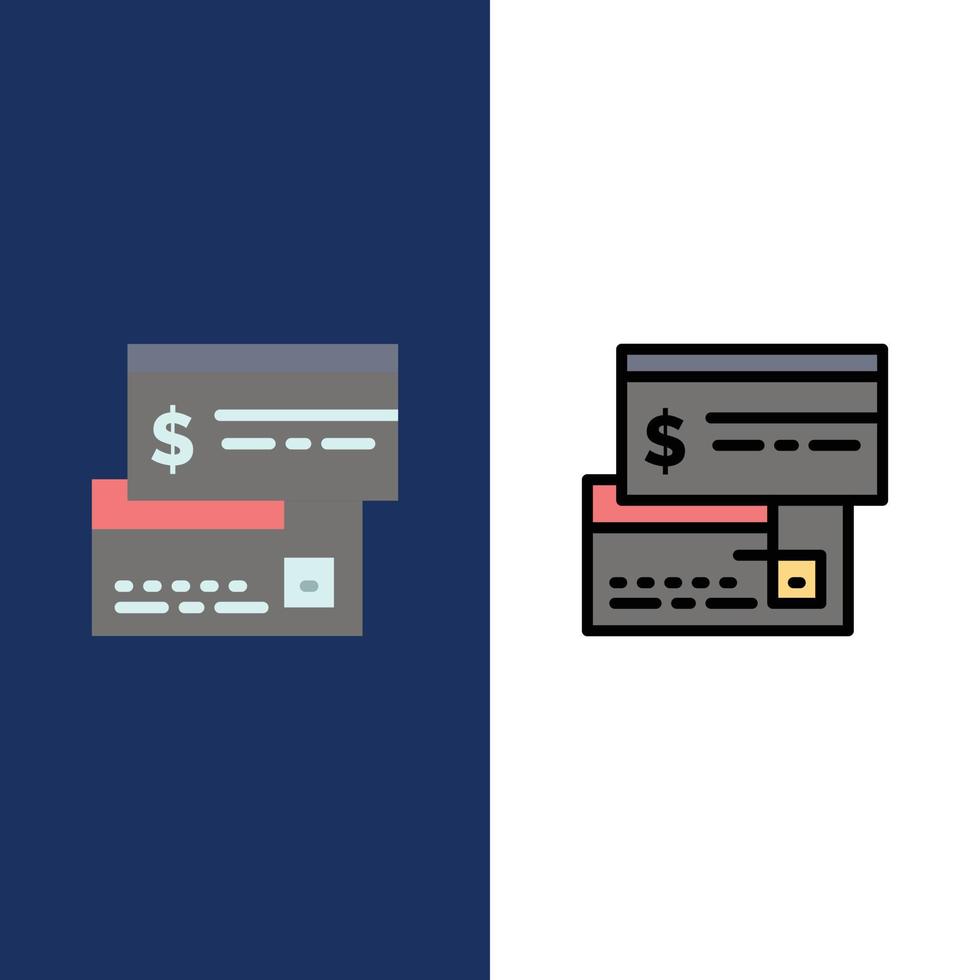 Direct Payment Card Credit Debit Direct  Icons Flat and Line Filled Icon Set Vector Blue Background