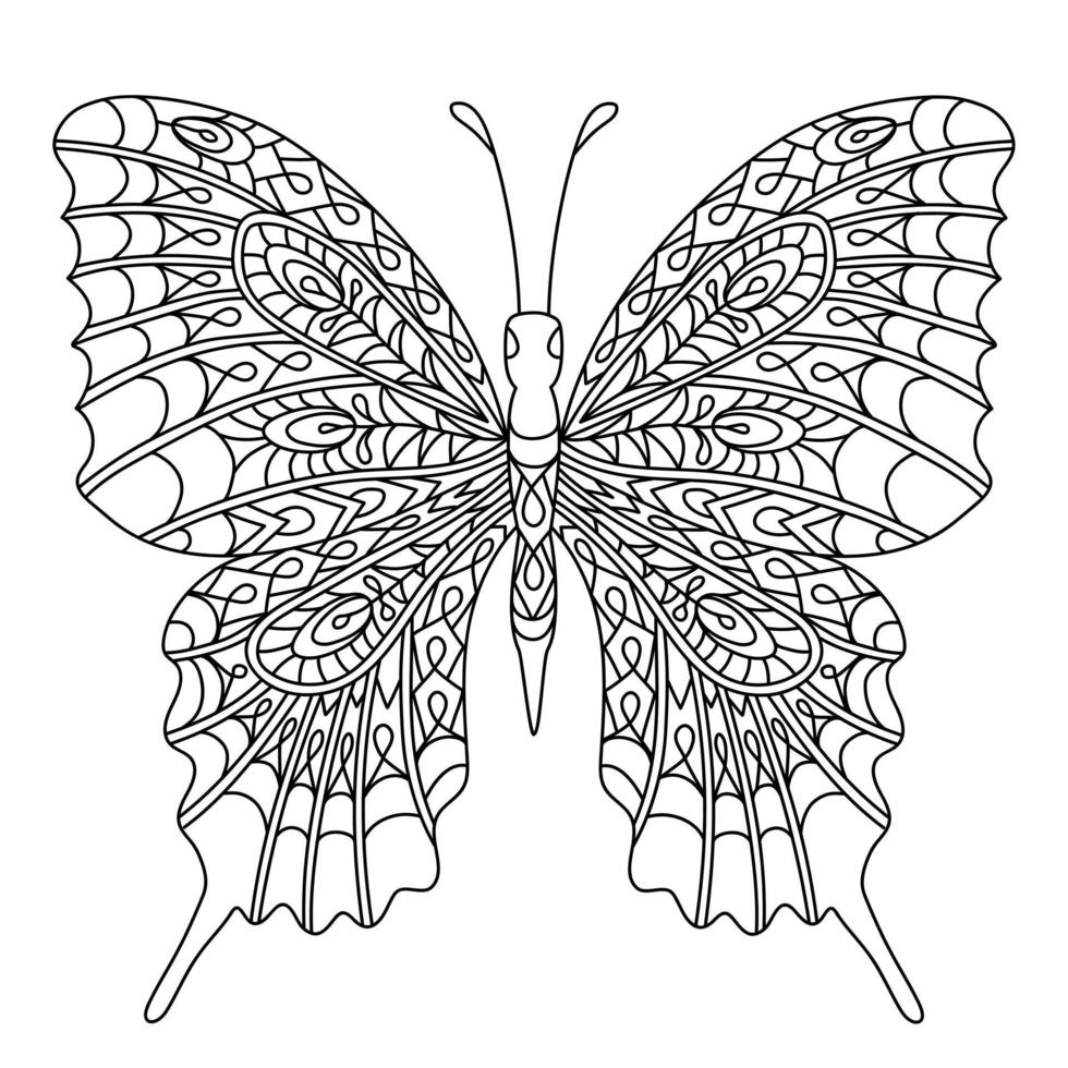 Butterfly. Coloring page in zentangle style. vector