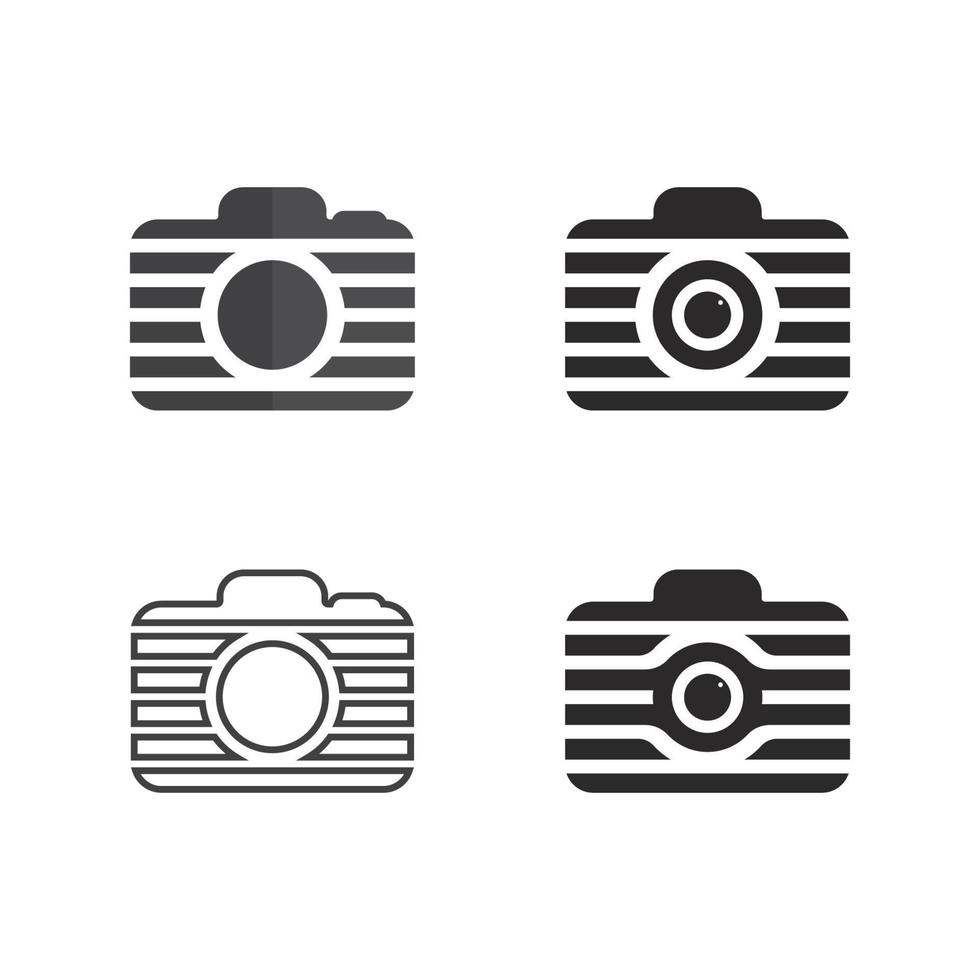 photography camera logo icon vector design template isolated on black background